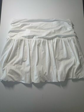Loft White Ruched Bubble Skirt